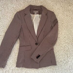 H&m modern classic fitted blazer women’s inspired houndstooth jacket size US 0